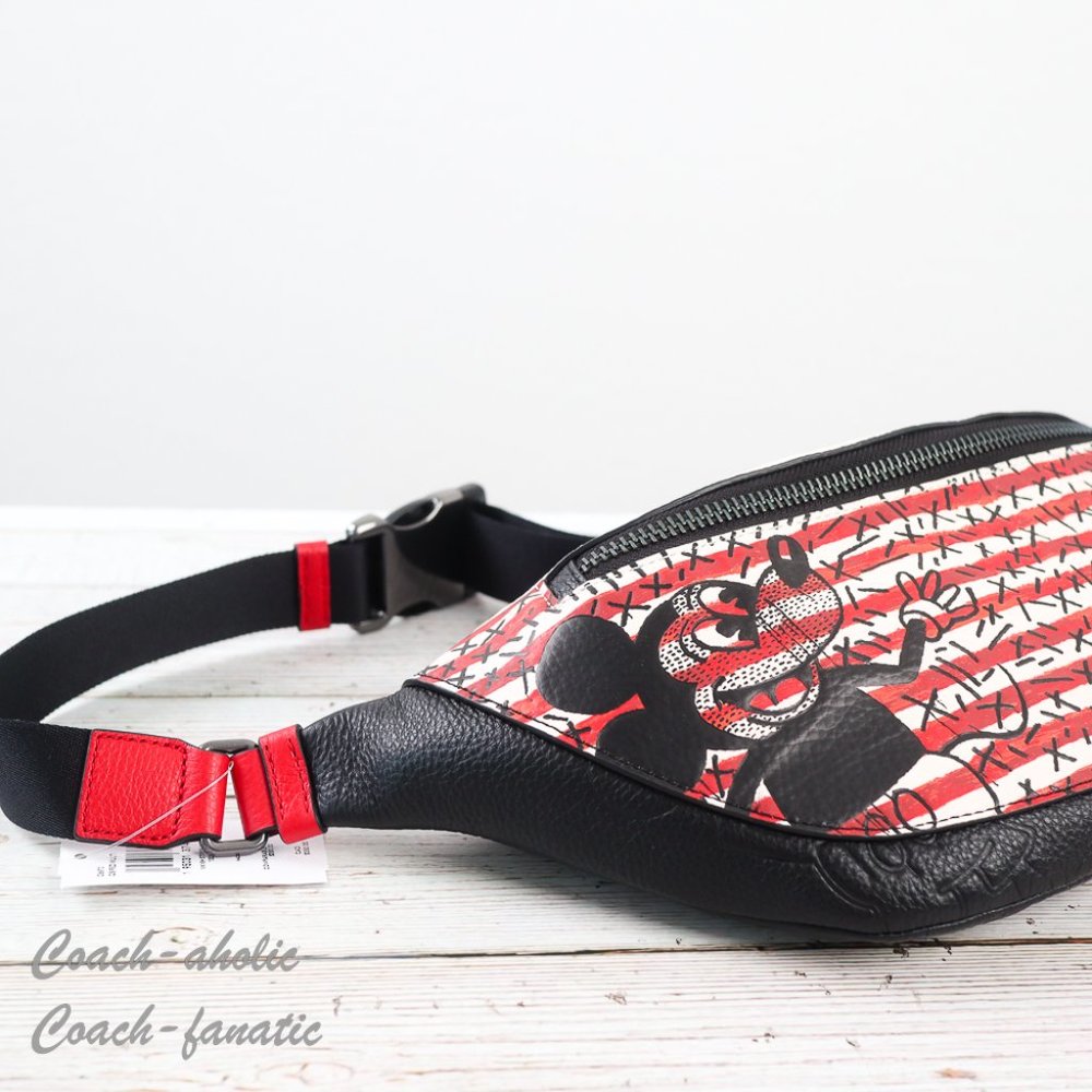 NWT Coach C6870 Disney Mickey Mouse X Keith Haring Stripe Warren Belt Bag - Picture 4 of 10